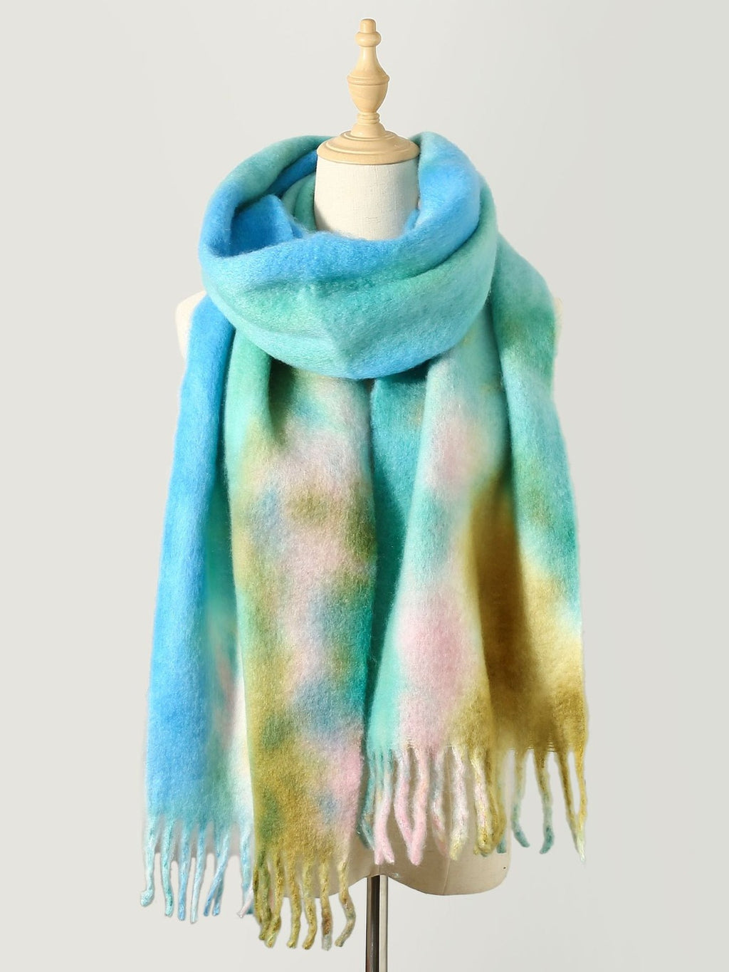 Womens Fringe Tie-Dye Polyester Scarf (ONE SIZE)
