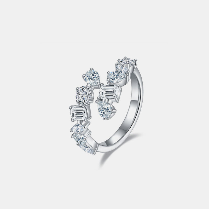 2.6 Carat Moissanite Diamond 925 Sterling Silver Bypass Ring (5-9)